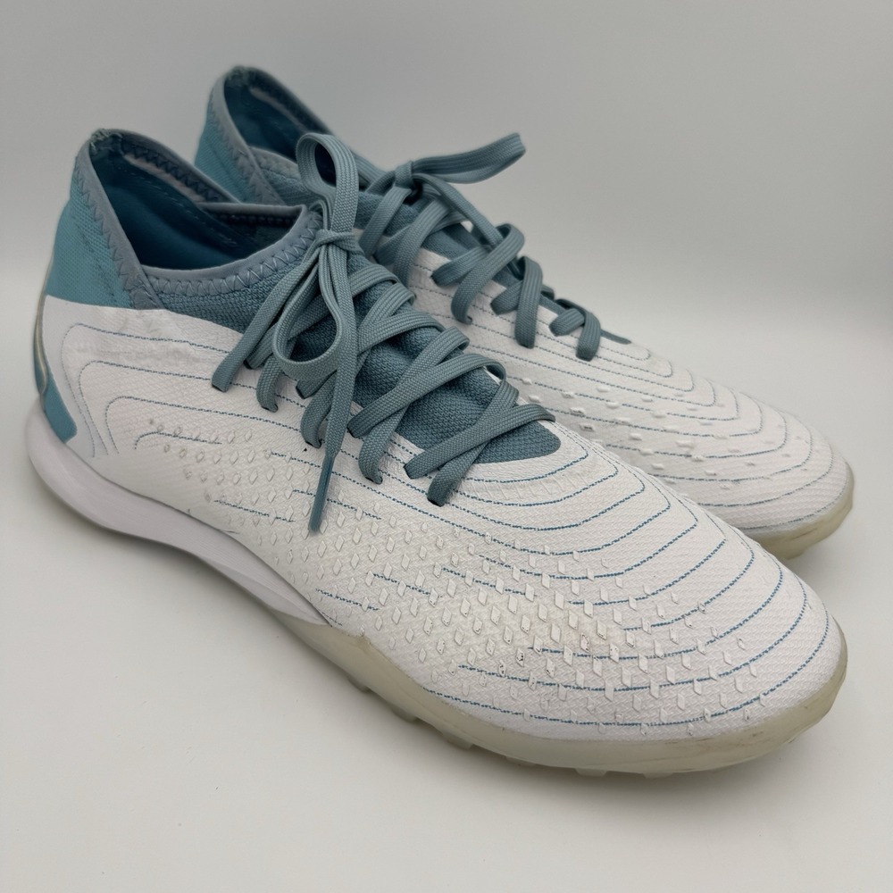 Adidas men's Predator Accuracy.3 Futbol Soccer Turf Shoes White-Sky size 7.5